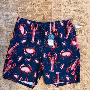 Castaway Navy and Red Lobster Swim Trunks
